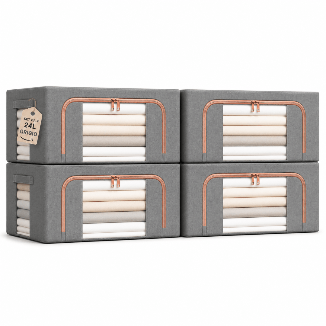 TEMU 4 Rigid 24l Zippered Wardrobe Boxes, Set Of 4 Space-saving Closet Containers, Foldable Metal Frame Wardrobe Organizer With Reinforced Handles