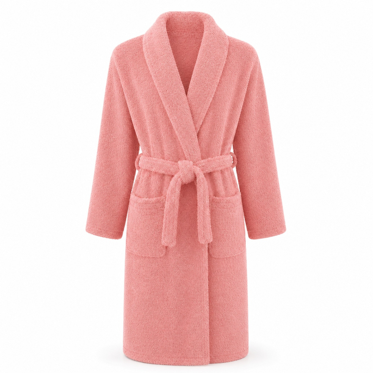 TEMU Albornoz de algodón de 400 g/m² con cuello chal, cinturón y bolsillos, tallas M-XXL, 1