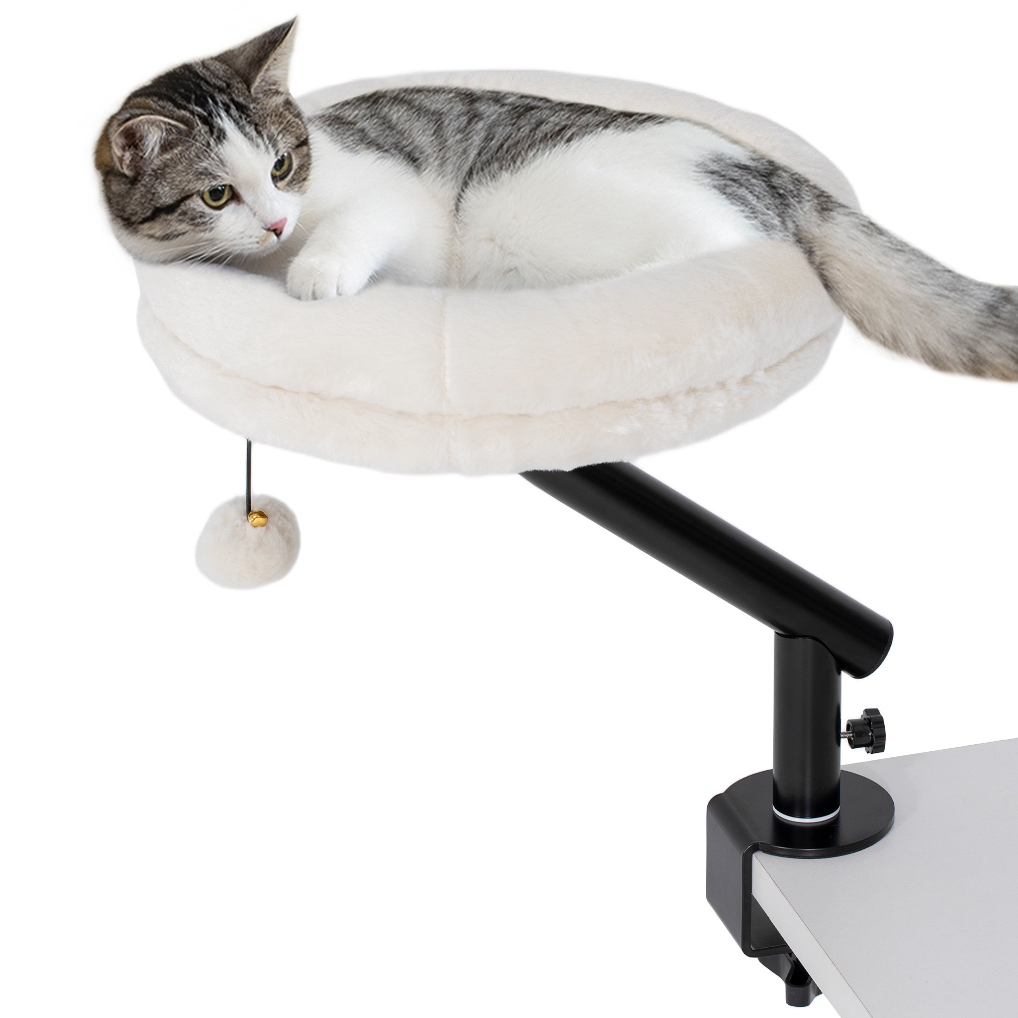 Cat Bed for Desk, 360° Rotatable Adjustable Elevated Hammock