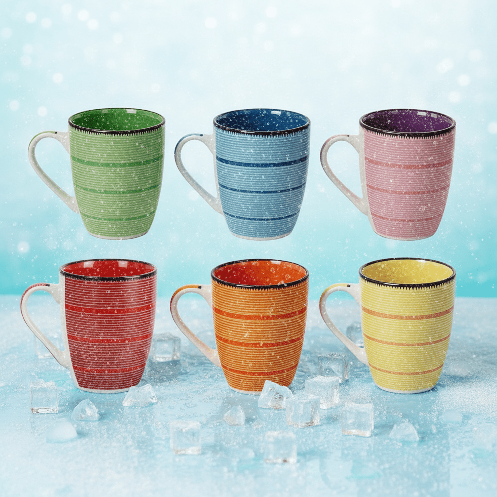 TEMU 6pcs Stoneware Mugs 360ml Ceramic Tea Cups Set Reactive Glaze Dishwasher Microwave Safe