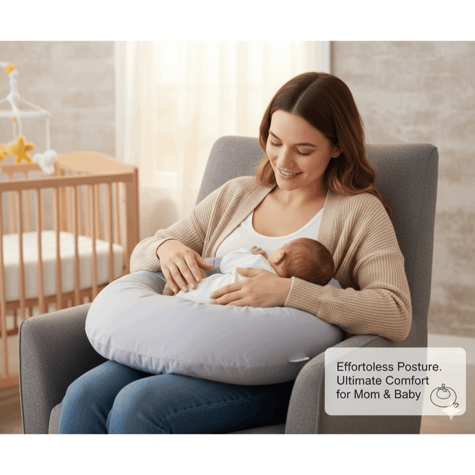 TEMU Chilimilii Breastfeeding Pillow Nursing Pillow For Babies Maternity Support Cushion With Removable Grey Cover