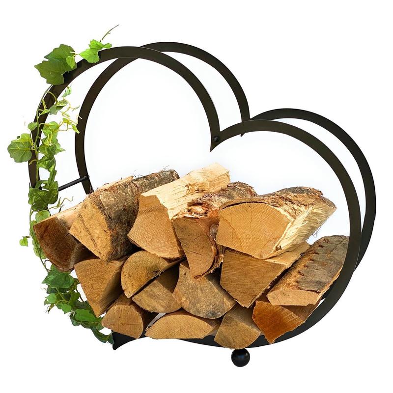 Image of Heart-shaped Firewood Rack Metal, 64 Cm Tall, Dandibo Firewood Stand, , Firewood Holder, Heart-shaped Firewood Holder