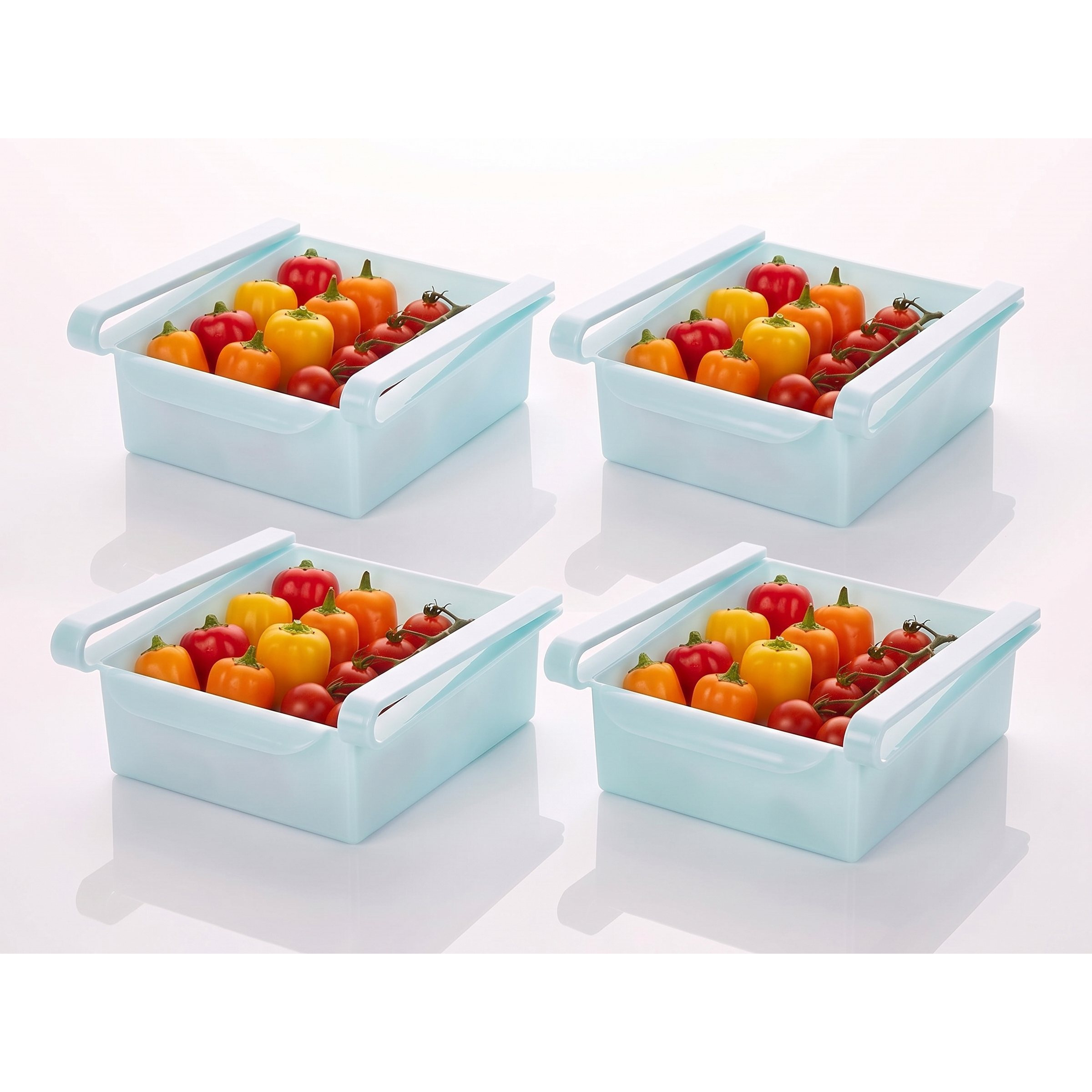 TEMU 4pcs. Sliding Organizer Cassette For Refrigerator – Extensible Space-saving Container With Ventilated Bottom, Ideal For Fruits, Vegetables,