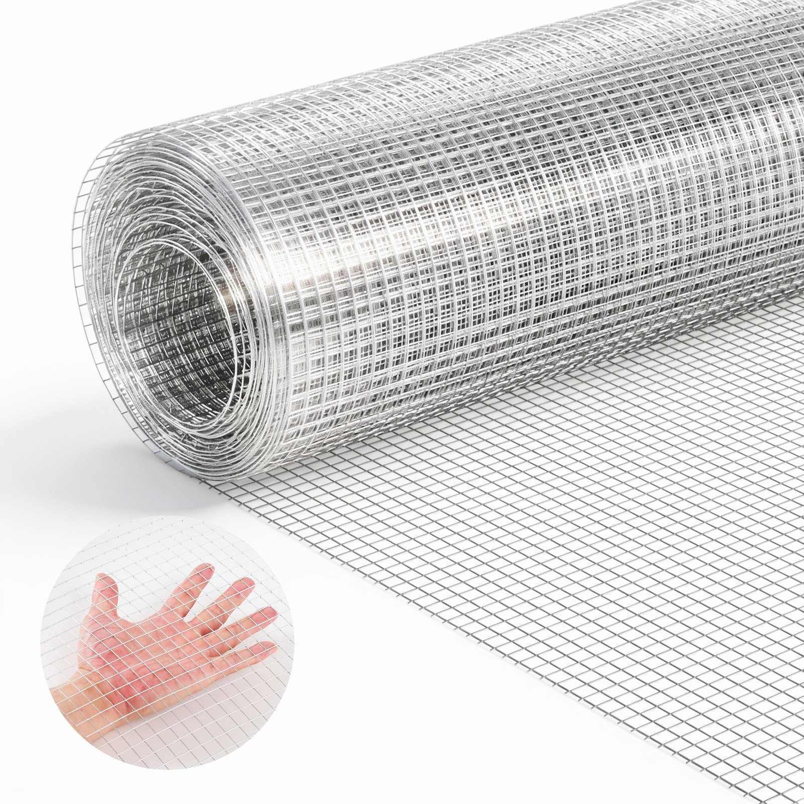Image of Vevor Hardware Cloth, 1/4 Inch 15.7 Inch X 19.7 Ft Chicken Wire Fence, Galvanized After Welding Metal Wire Mesh Roll, Garden Plant Welded Fencing Roll, Supports Poultry Netting Cage Fence