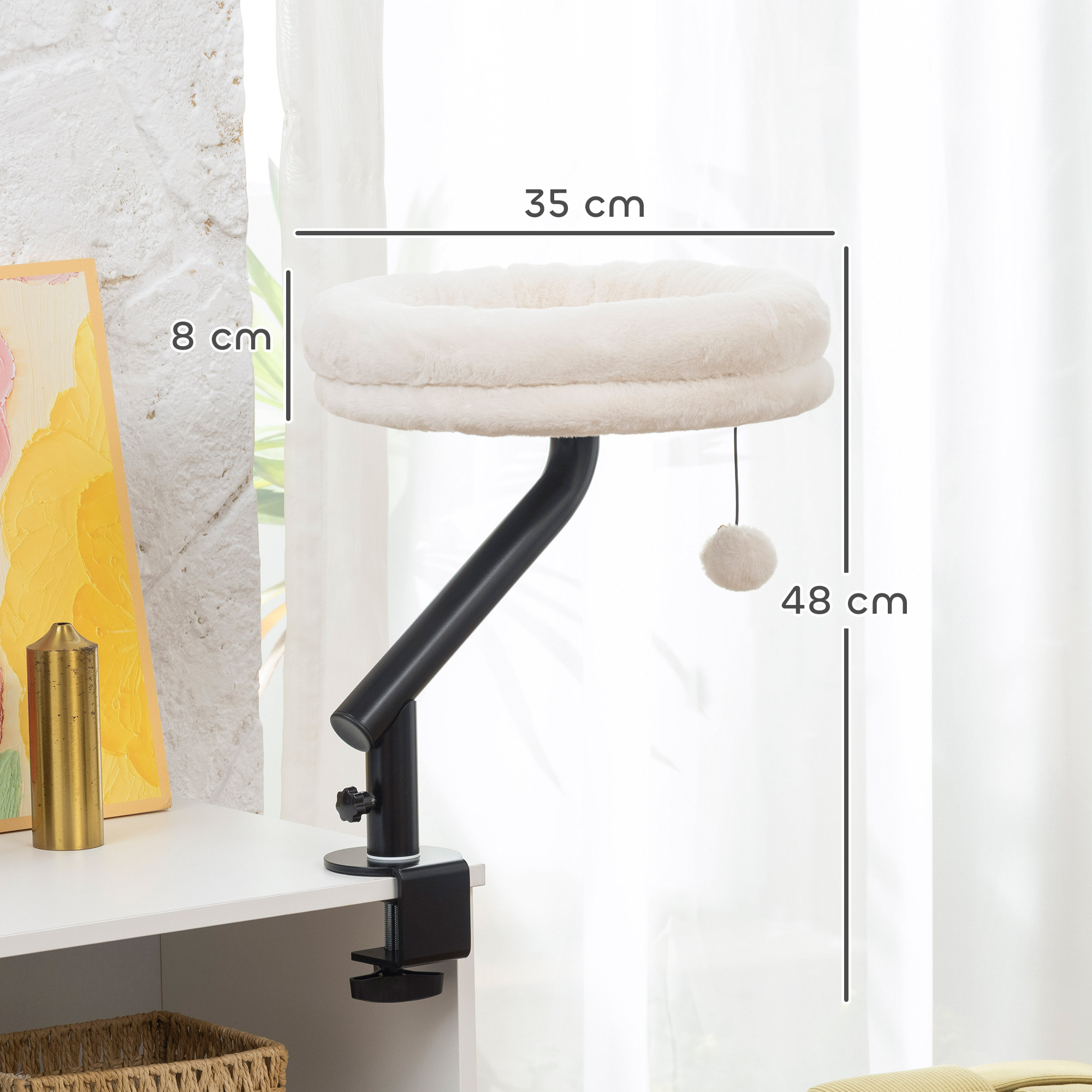 Cat Bed for Desk, 360° Rotatable Adjustable Elevated Hammock