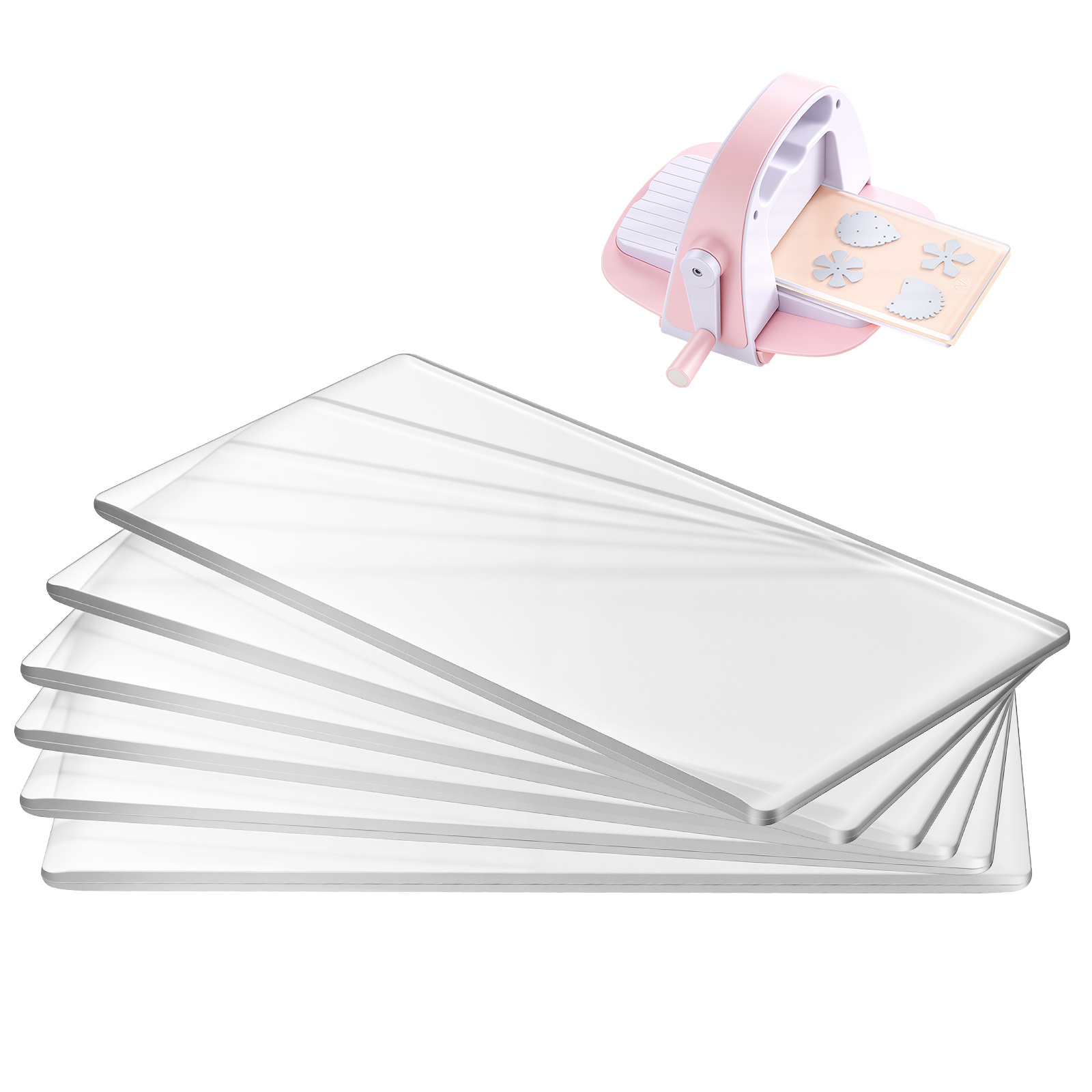 Image of Vevor Cutting Plates, 6pcs, 6.69 X 3.15 X 0.1 In, Clear Polycarbonate Material, Die Cut Pads Compatible With Vevor Die Cutting And Embossing Machine Km-1830, For Scrapbooking And Card Making