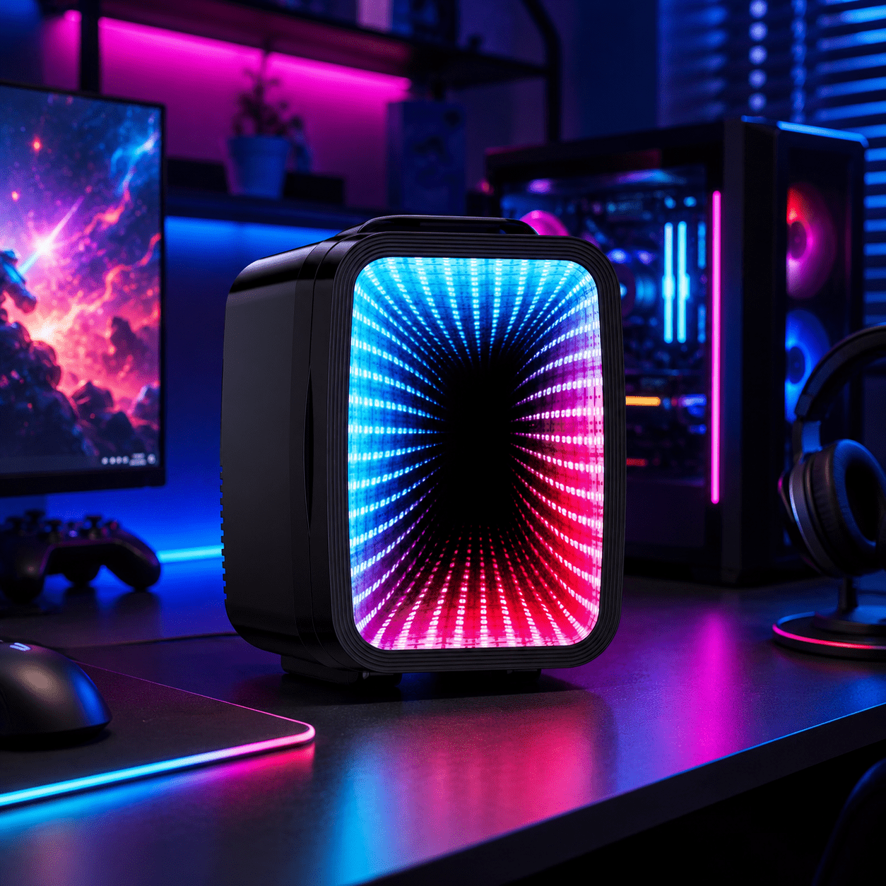 Ligiant Mini Fridge – 7 Light (including Flashing Marquee), Quiet Cool/warm Function, Works On Ac/, Holds 4l/6 Cans – Compact Cooler For Gaming, Bedroom, Office & Car