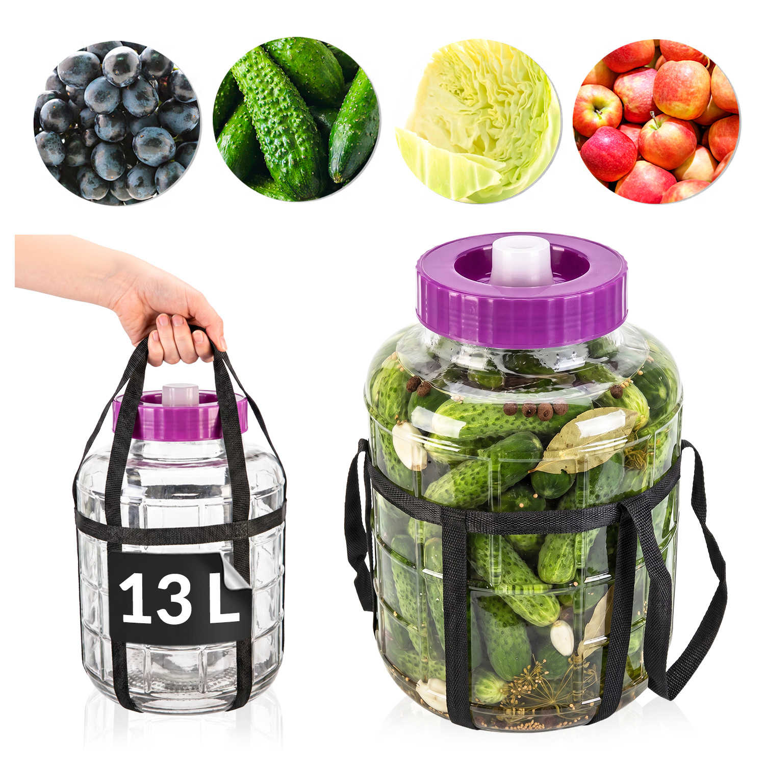 Multifunctional Jar For Pickling , Sauerkraut And + Hooks