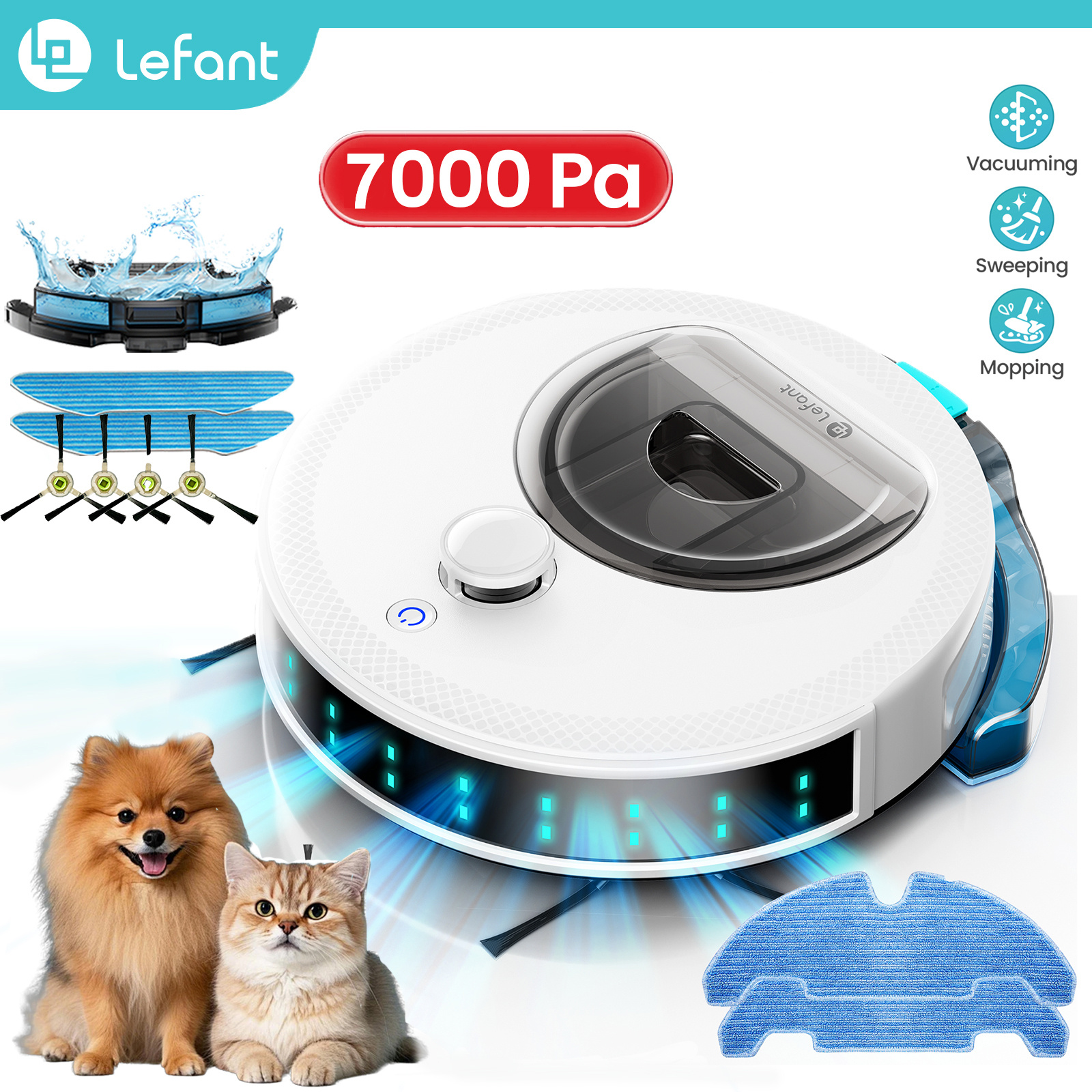 TEMU Lefant Nouveau Robot Aspirateur et Serpillière, Super Aspiration 7000Pa, Aspirateur Robot 3-en-1, 150 Min, Recharge à Point d', Navigation