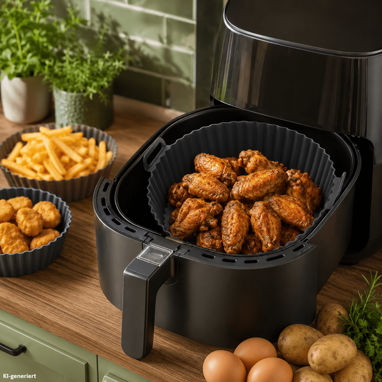 Image of 2-pack Air Fryer Silicone Mold, Round Ø20cm With Handles For Hot Air Fryer