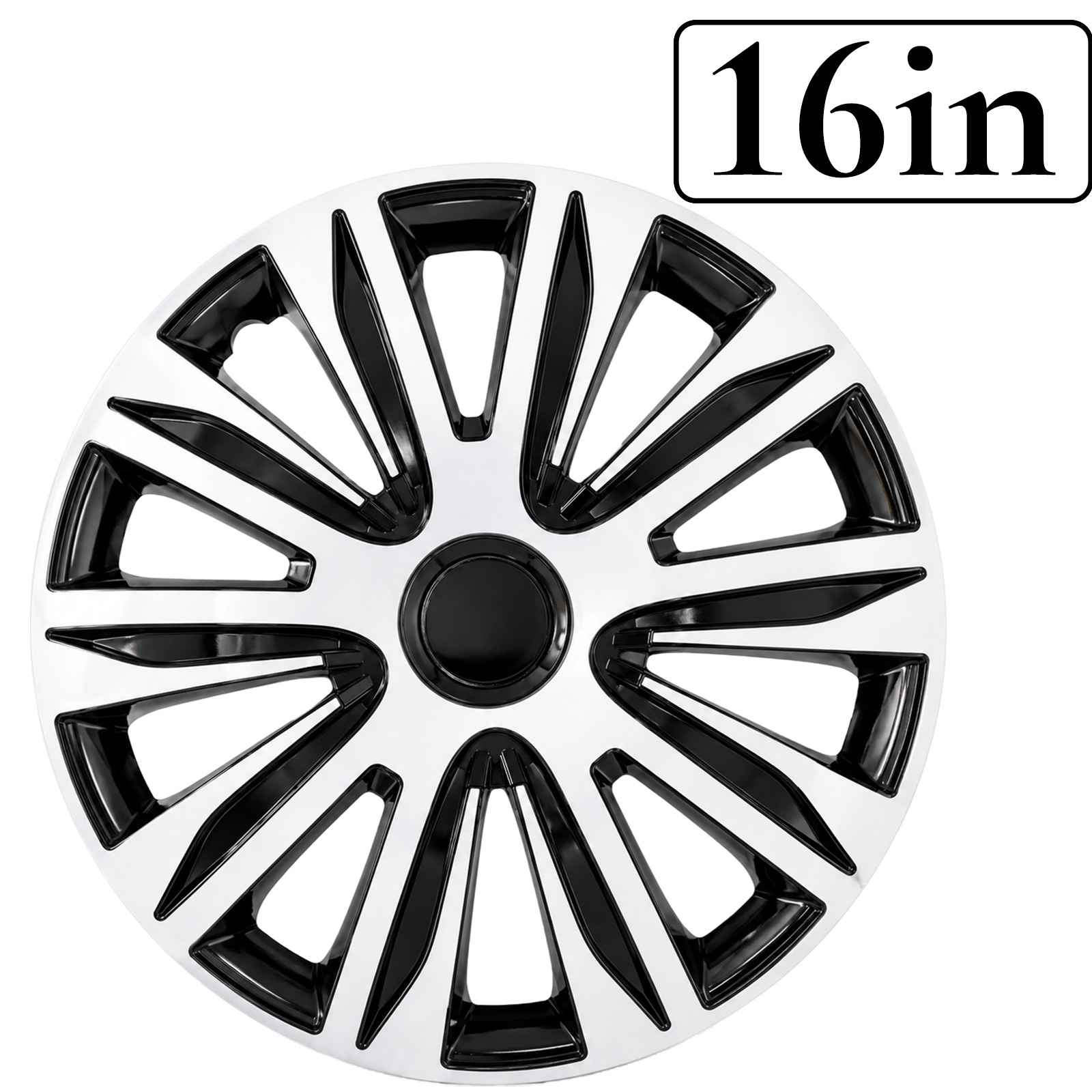 TEMU Tapacubo Individual Para Coche 14/15/16 Pulgadas, Embellecedor De Rueda Negro Y Plata Con Aro Metálico, Cubierta Decorativa Para Llantas De