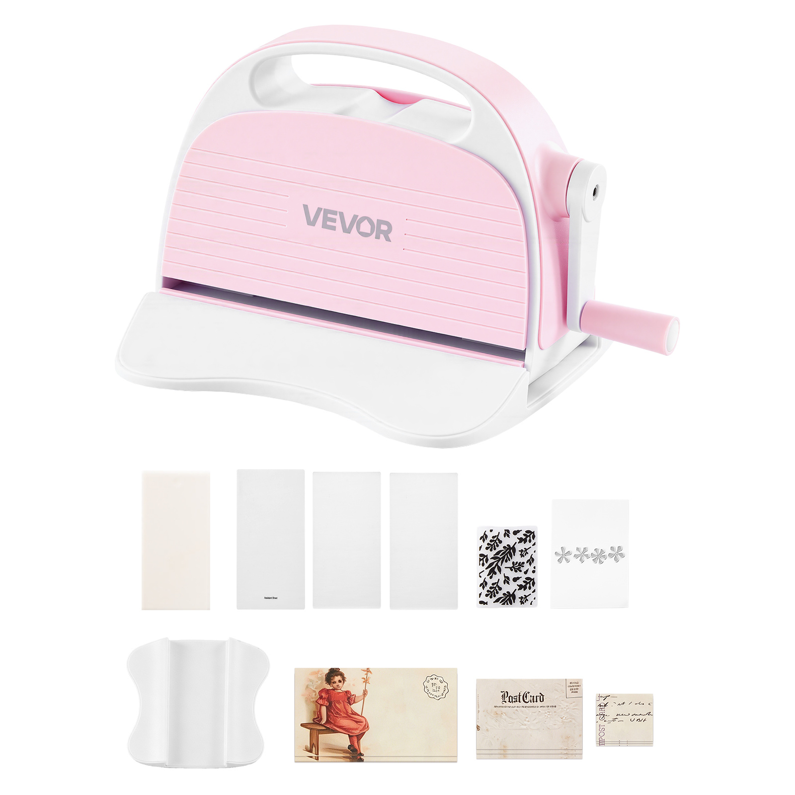 Image of Vevor Manual Die Cutting And Embossing Machine, 3" Opening, Portable Die Cut Machine Set With Cutting Dies, Embossing Folders, Paper Sheets, Cutting Plates, For Scrapbooking, Card Making, Crafting