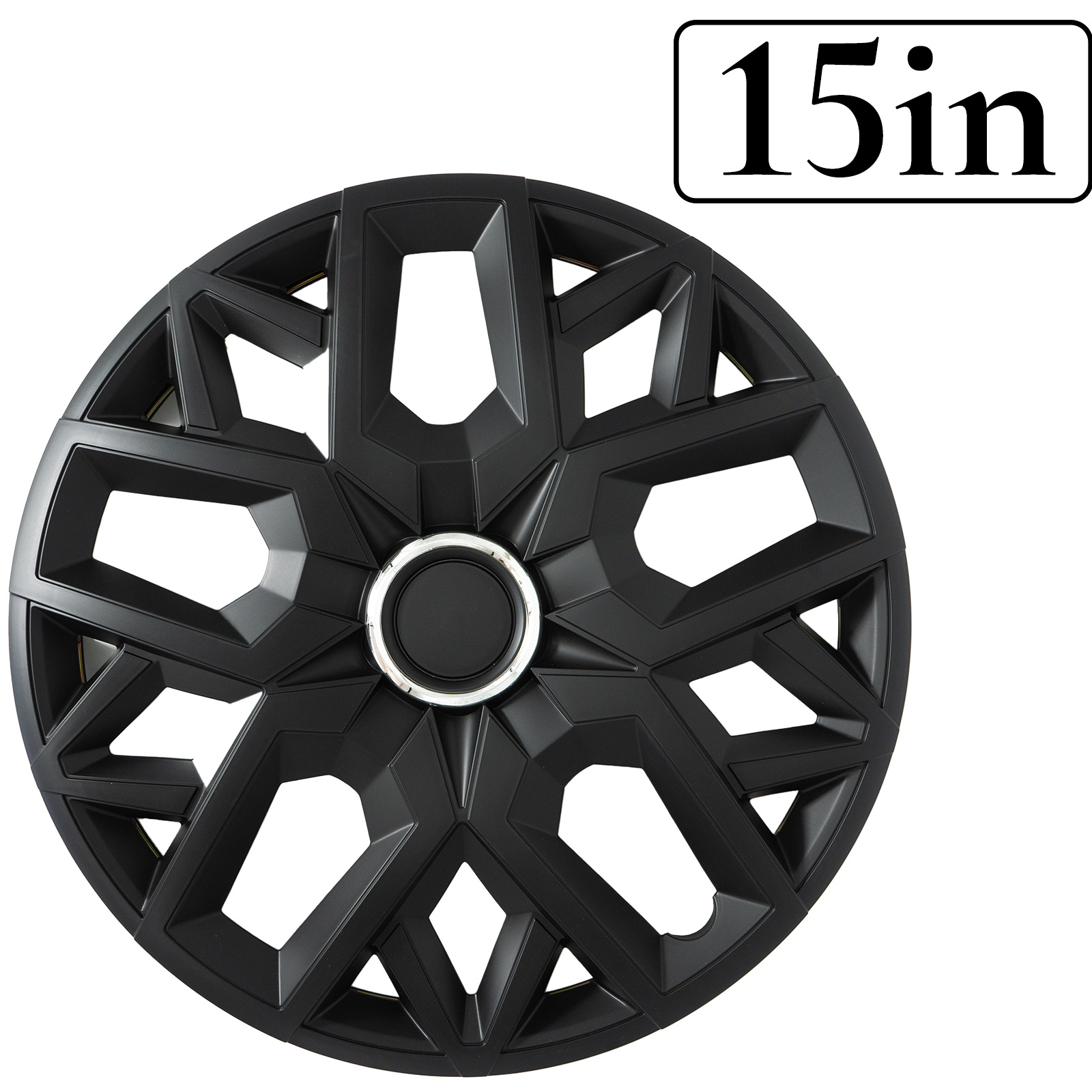 TEMU Tapacubo Individual Para Coche 14/15/16 Pulgadas, Embellecedor De Rueda Negro Y Plata Con Aro Metálico, Cubierta Decorativa Para Llantas De