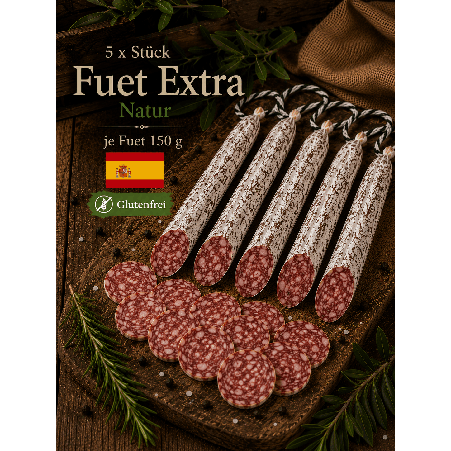 Image of Salami Fuet 5pcs Of Spanish "natural" Salami (approx. 150-160 G)