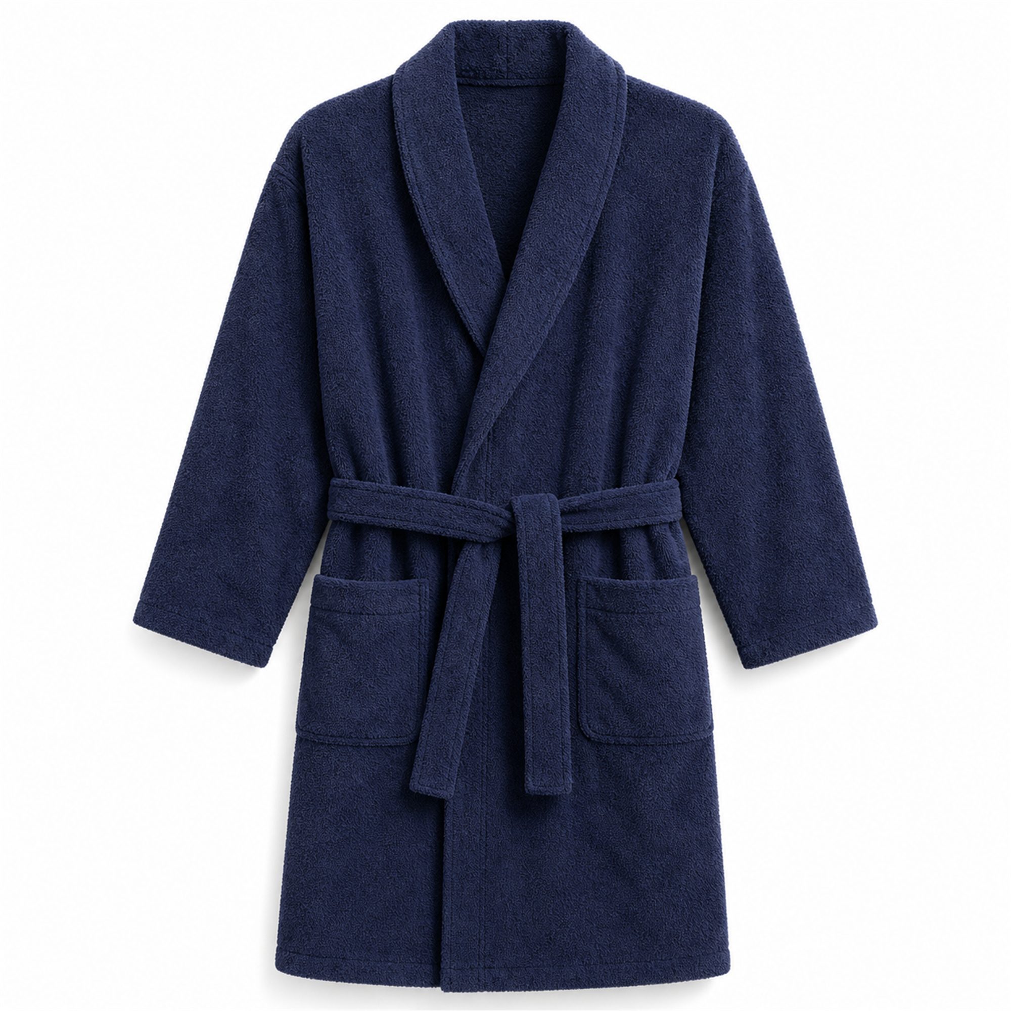 TEMU Albornoz de algodón azul de 400 g/m² con cuello , cinturón ajustable y 2 bolsillos, tallas M-XXL