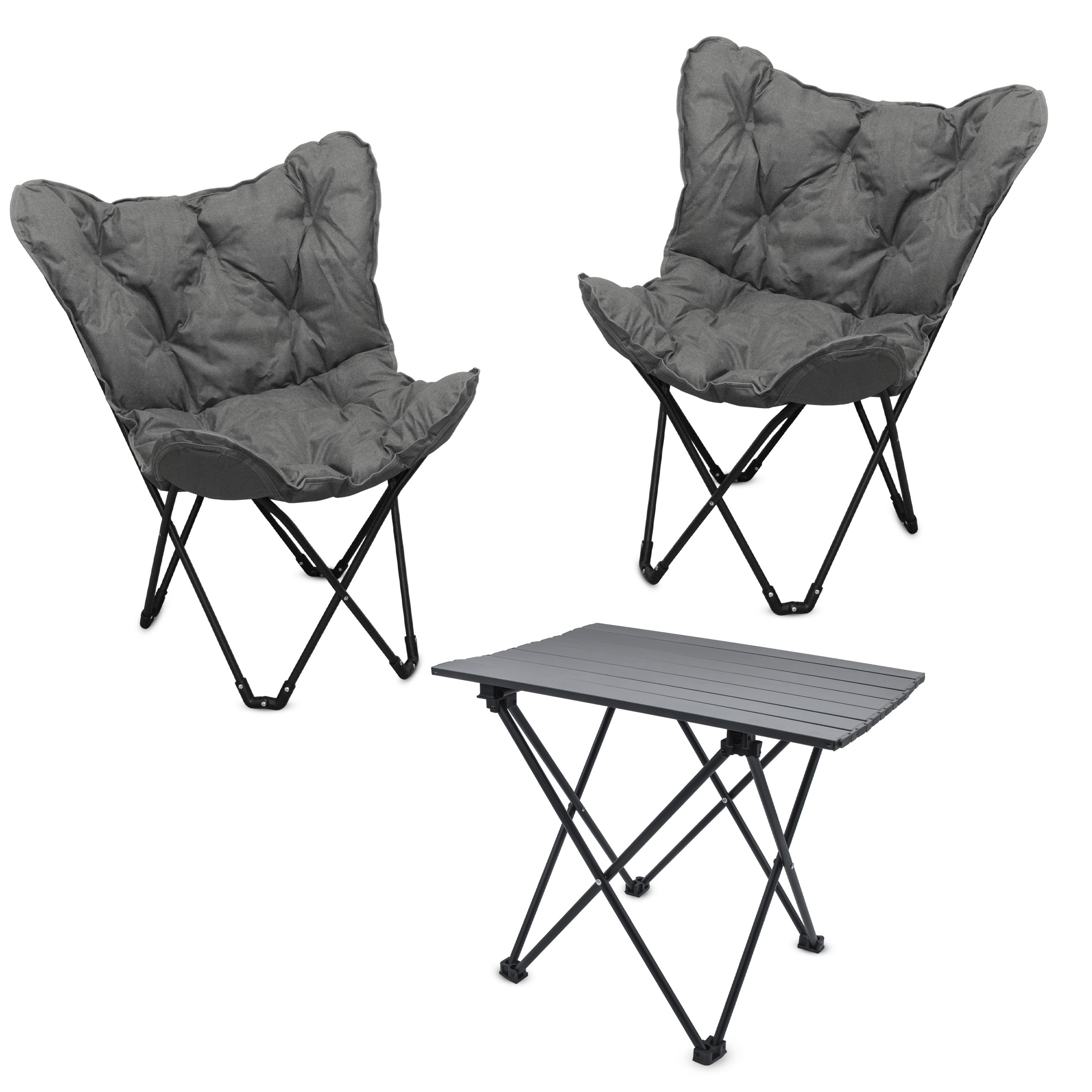 Image of Camping Seating Group With Aluminum Folding Table Including Carrying Bag - 3pcs - Garden Table Group With 2 Chairs Up To 110kg