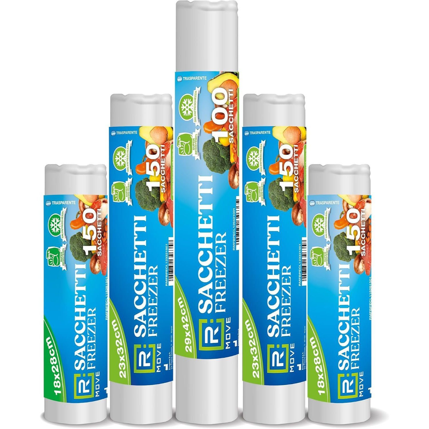 TEMU 5 Rotoli di Sacchetti per Freezer X5 Pack, Conservazione Alimenti e Resistenza al e Ermeticit�