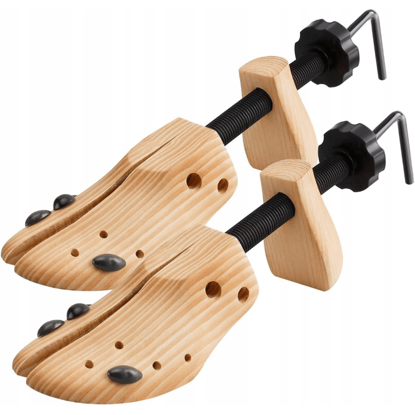 TEMU Wooden Adjustable Shoe Tree Stretchers Set Of 2 Pcs. Professional Pine Wood Shoe Trees With Metal Screw Core. Shoe Stretchers For Women's And