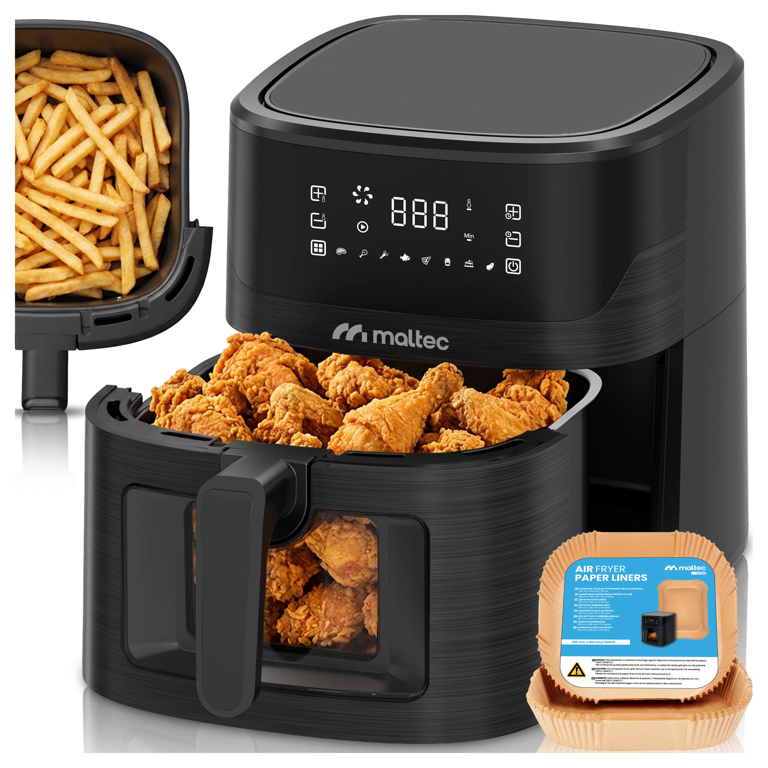 Image of Fat-free Large Window Frytownica Tacki Airfryer 1800w-7lb