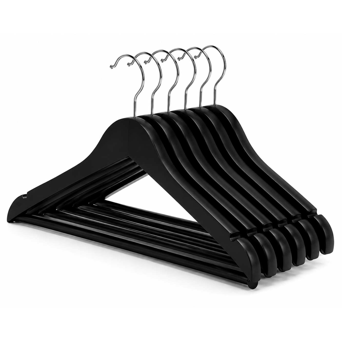 TEMU Pack Of 18 Wooden Clothes Hangers –solid Wood Coat Hangers With Chrome Hook, Shoulder Notches & – In Light Brown, White, Black & Dark Brown