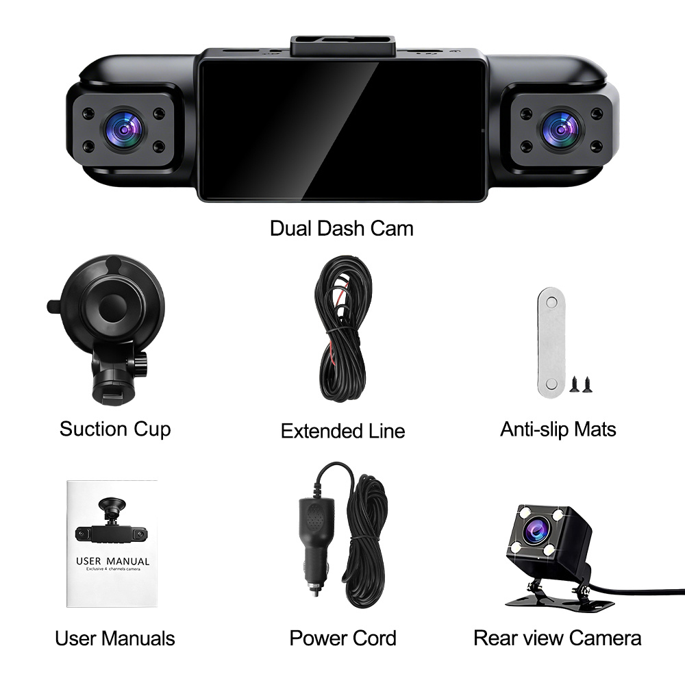 4-Channel 2K Dash Cam with 360° Full Coverage