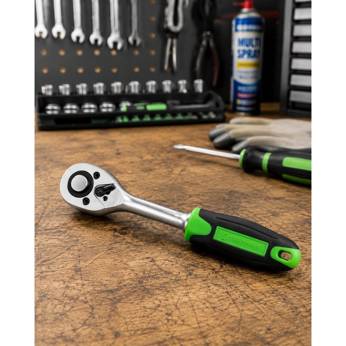 Image of 1 Large Ratchet 1/2 Inch Reversible Ratchet Wrench Tool Diy Home Workshop