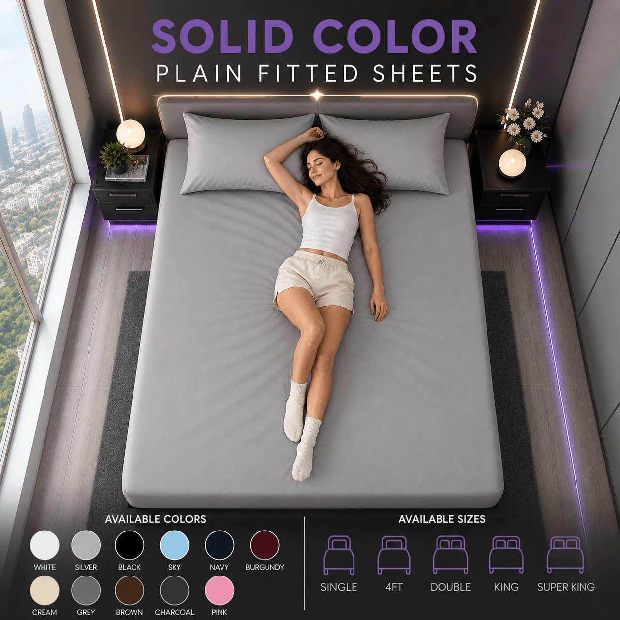 TEMU Cooling Fitted Sheet, 1pc Soft Breathable Microfiber Bed Sheet, 26cm Deep Pocket, Solid Color Wrinkle Bedding For Bedroom Hotel Dorm