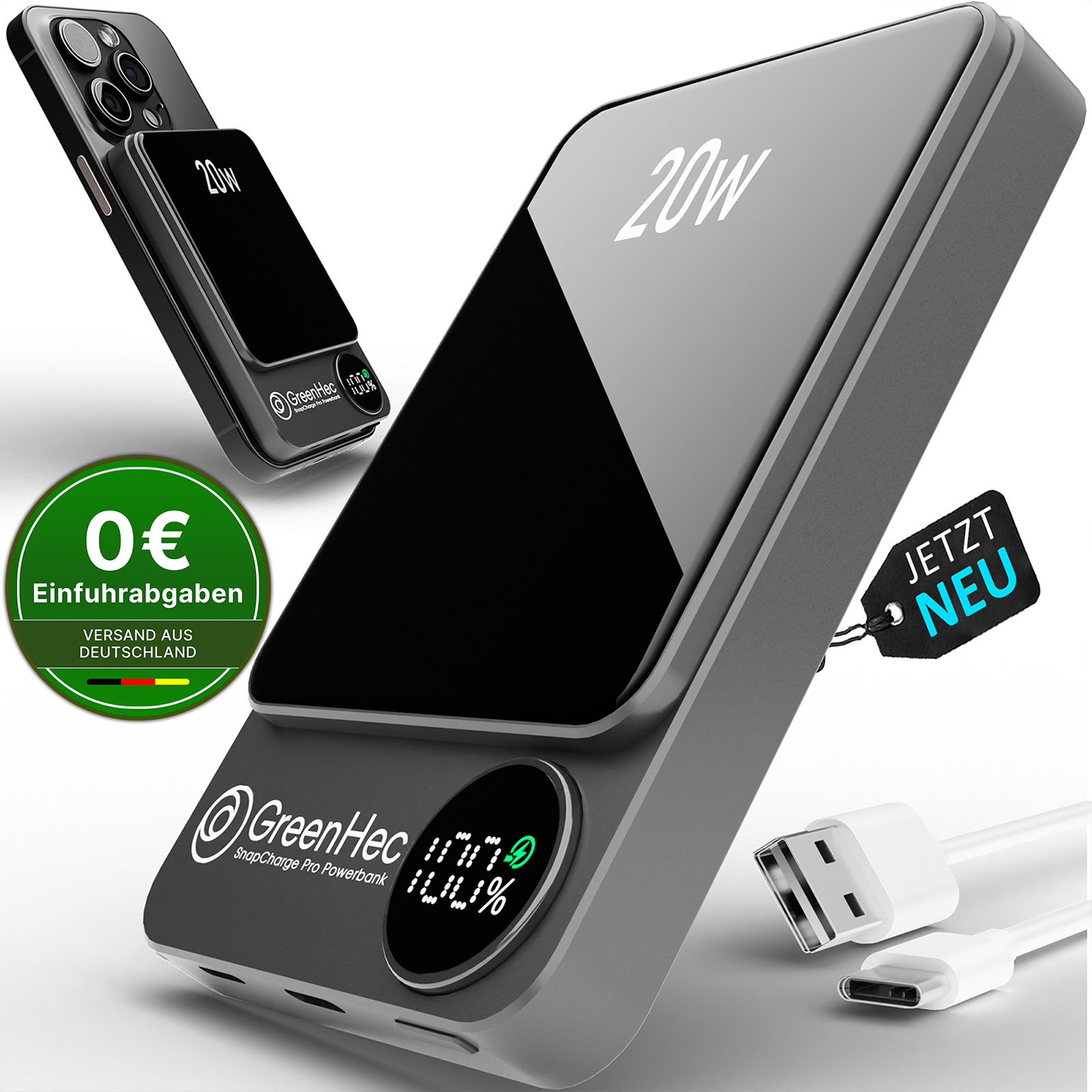 10000mah For Iphone 17/16/15/14/13/12/11, Magnetic Wireless Charger, Pro Max Air Stand, 15w Fast Inductive Charging, Plus Battery Backup & Stand