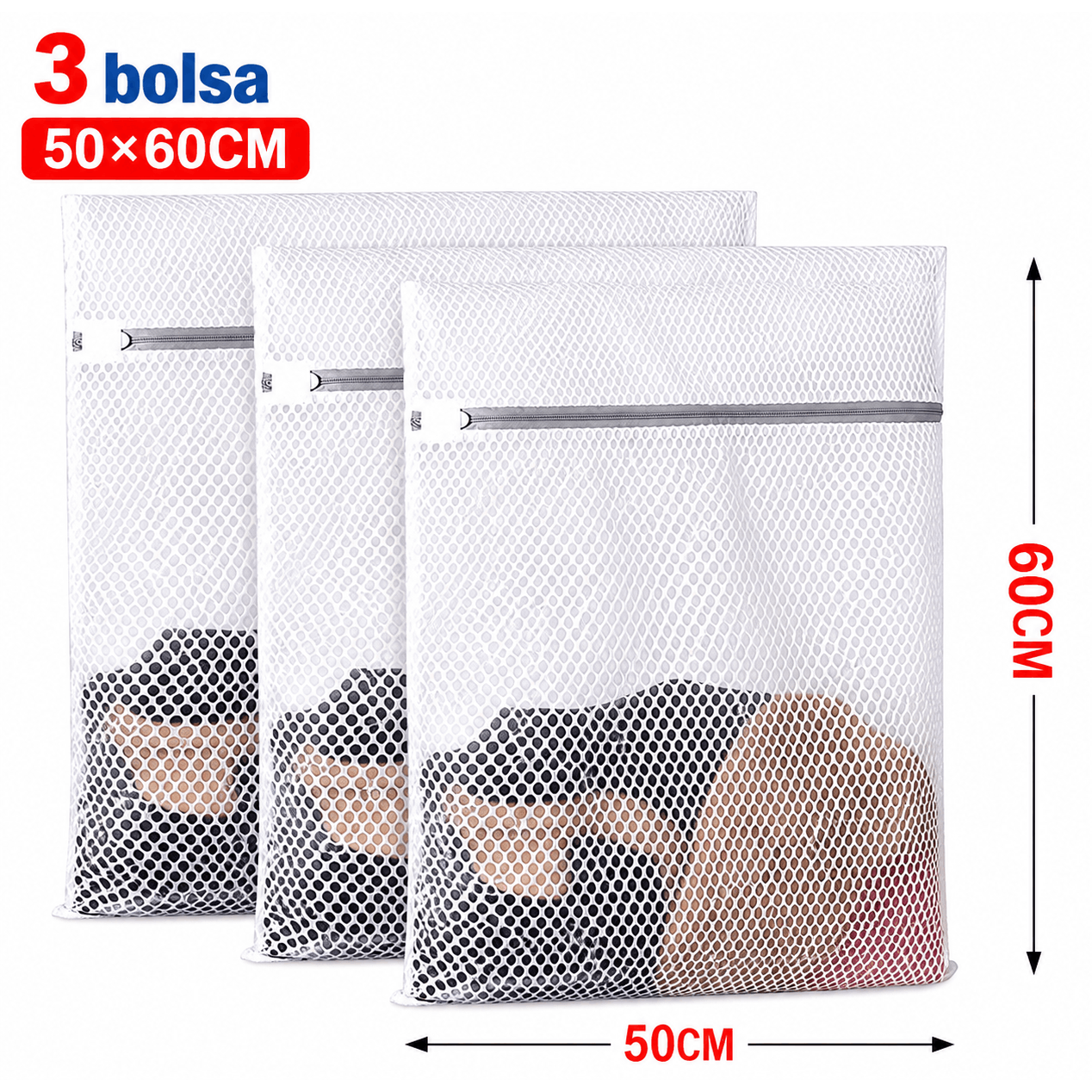 TEMU 3 Bolsa de lavadora y secadora de malla para prendas delicadas duradero y reutilizable ,organizador multiusos para hogar