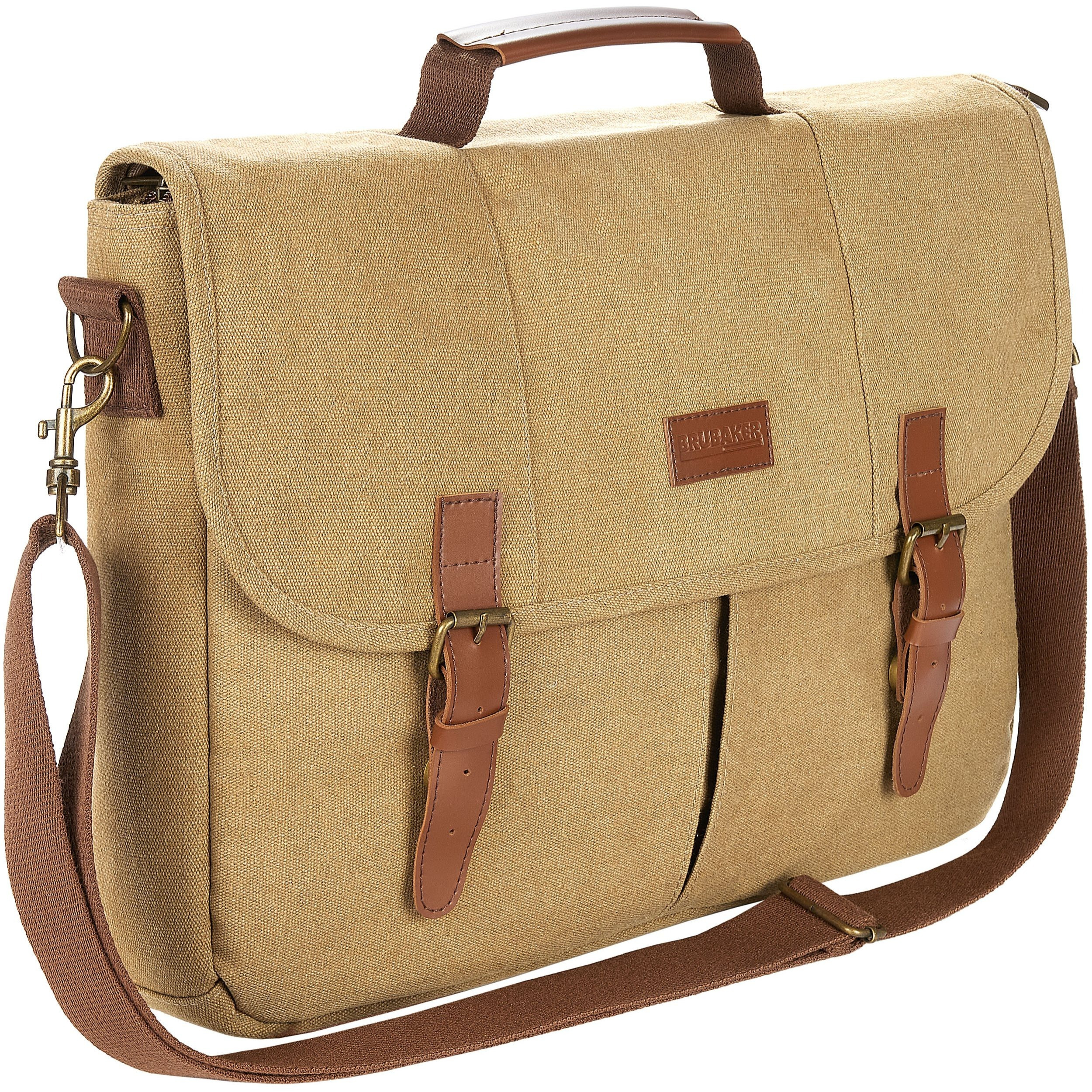 Image of Brubaker Shoulder Bag '' - Vintage Laptop Bag Made Of Poly Canvas - Retro Work Bag - Brown