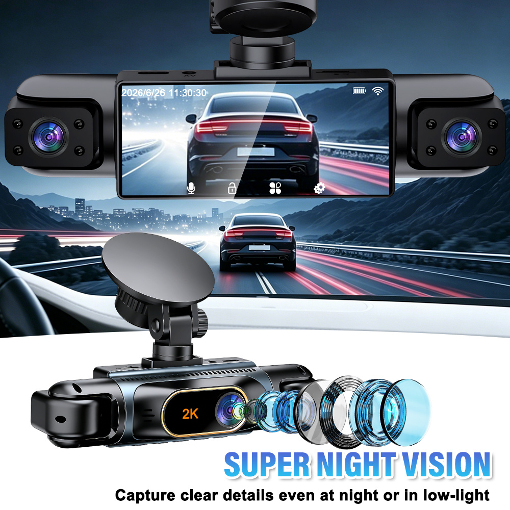 4-Channel 2K Dash Cam with 360° Full Coverage