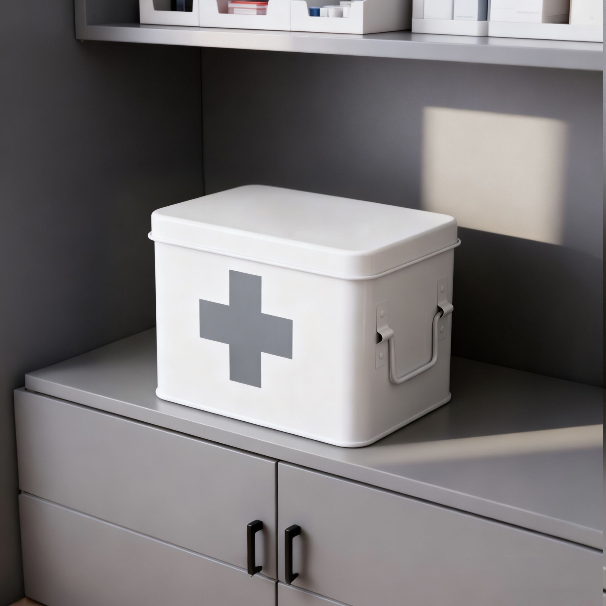 Image of Metal Medicine Box Storage Box, Vintage Medical Box With Hinged Lid And Carry Handle, Pill Box Organizer For Home