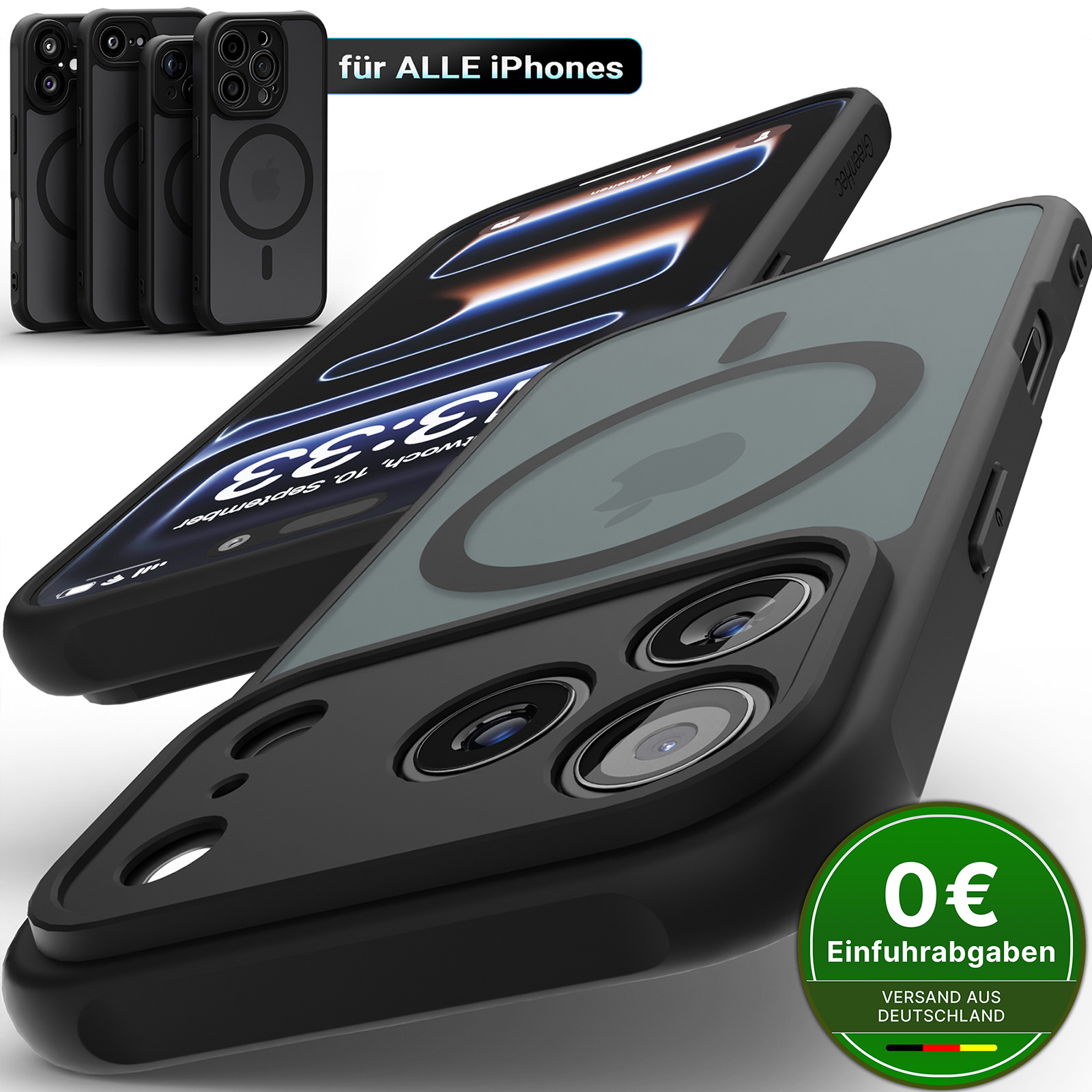 Image of Case For Iphone 17 16 15 14 13 12 Pro Max Air For Magsafe Matte Black Magnetic | Magnetic Phone Case Cover Bumper Protective Case With Frosted Ring