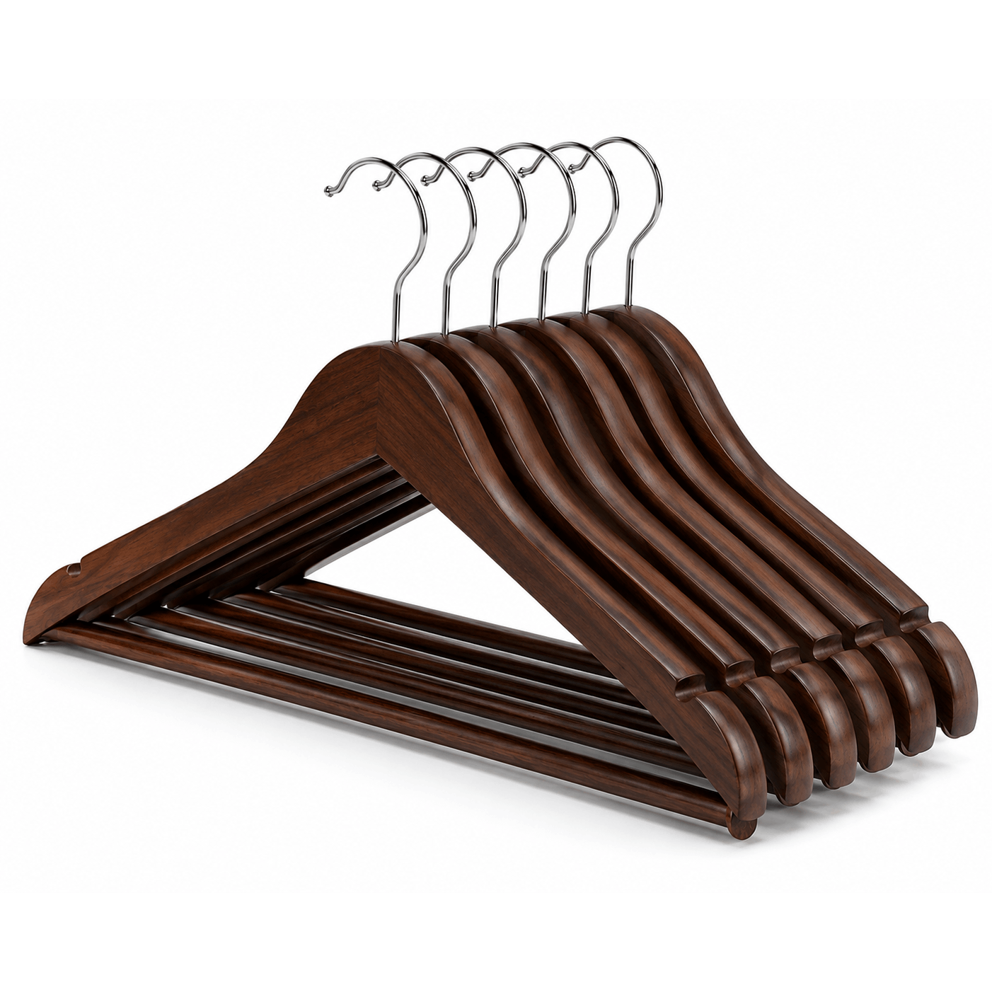 TEMU Pack Of 18 Wooden Clothes Hangers –solid Wood Coat Hangers With Chrome Hook, Shoulder Notches & – In Light Brown, White, Black & Dark Brown