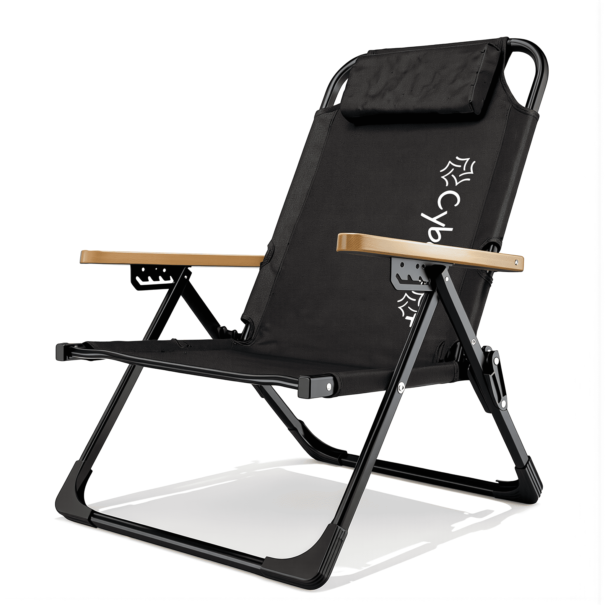 TEMU Sedia Pieghevole Reclinabile da Spiaggia e Giardino �� Braccioli Legno �� Traspirante �� Poggiatesta Removibile �� Portata 120 kg �� o Beige �� 6