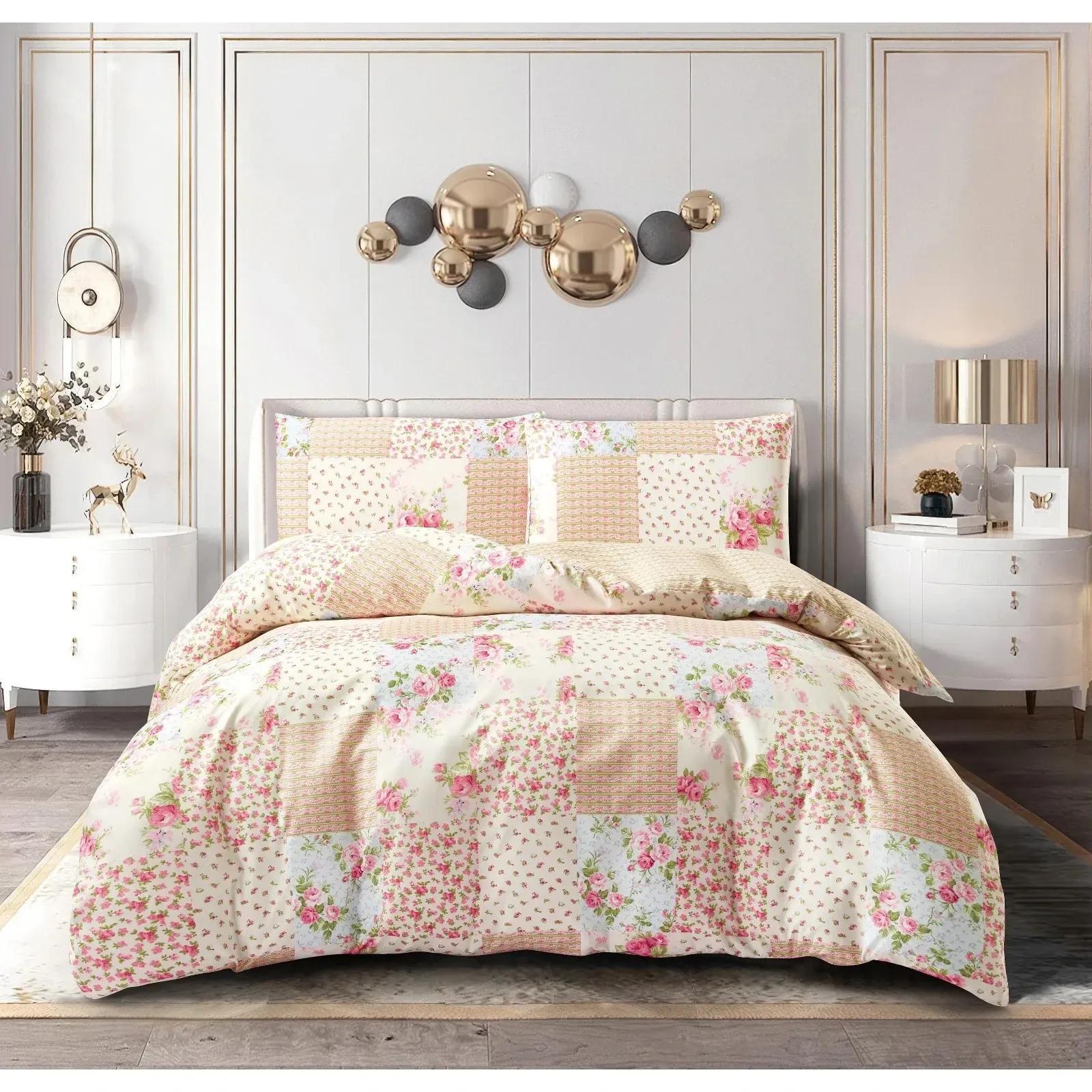 TEMU 3pcs Premium Cotton-rich Duvet Cover Bedding Set – Soft Modern Quilt Cover With Matching Pillowcases - Floral Bedding, Single To Super King