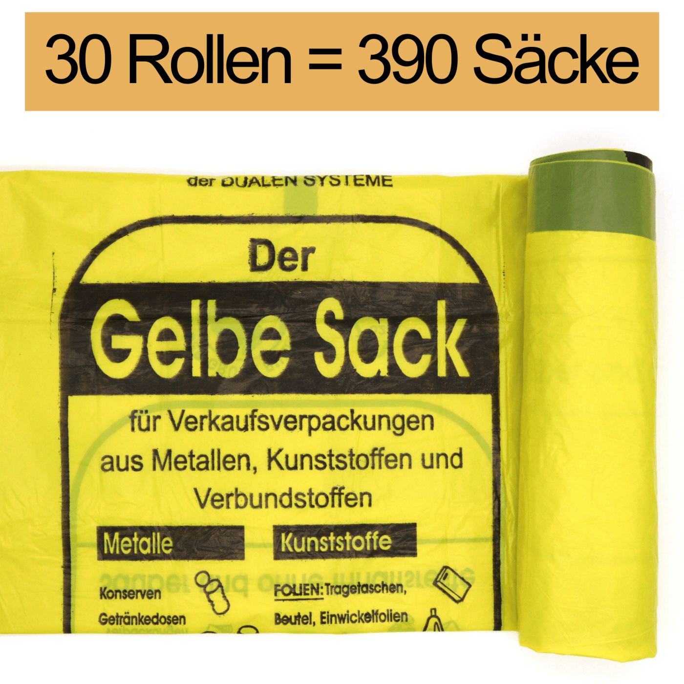 Image of 30 Rolls Of Yellow Bags 90l – Rolls Of 13 Bags | Yellow Bag Bin | Bag | Recycling Trash Bags 90l | 15µ | Waste Bags – Trash Bag – Yellow Waste Bags
