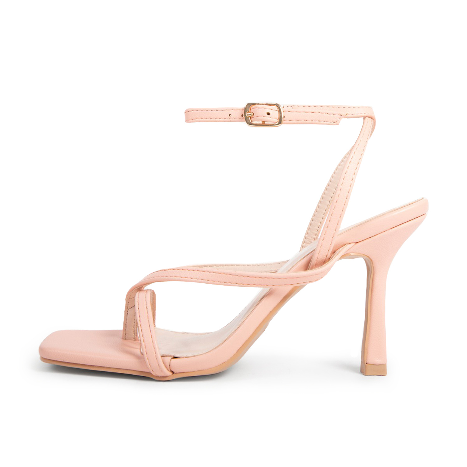 Image of Dorneah Square Toe Post Sandal In Peach