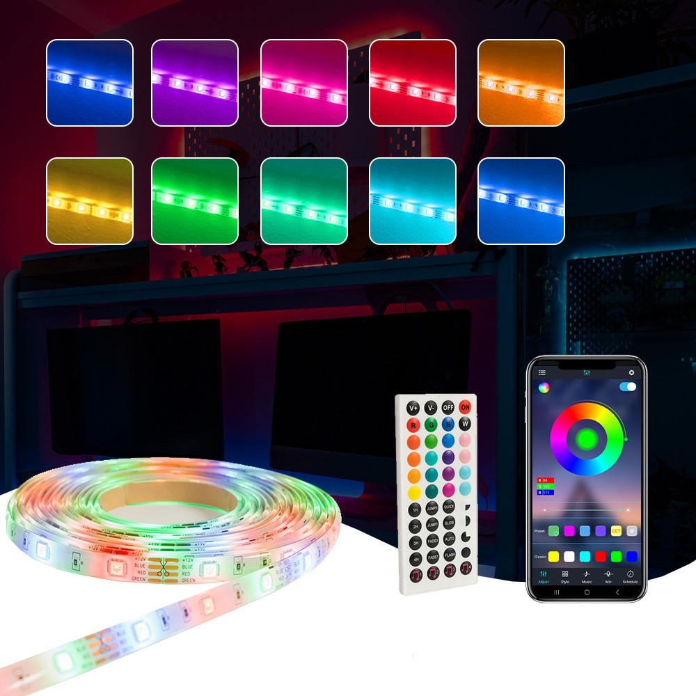 TEMU Pack Of 2, 5m Smart Led Strip Multi-coloured Lights With App And Remote Control