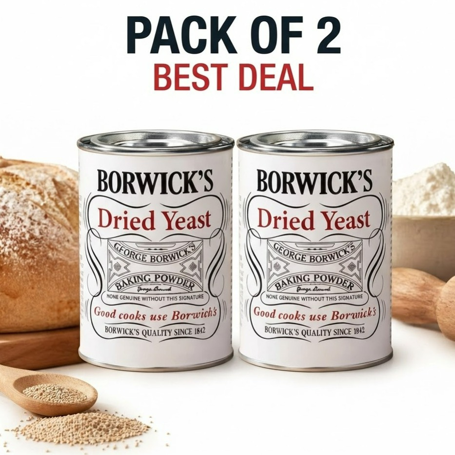 TEMU Borwick's Dried Yeast (90g Pack Of 2) Tin - Traditional Fast Acting Dried Yeast For Bread, Dough, Pizza & Home Baking