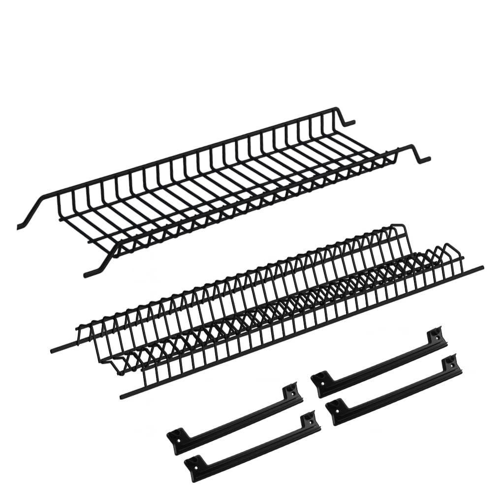 TEMU Under-cabinet Dish Rack For Kitchen | Kit With Black Steel Grids + 4 Brackets | Plate And Glass Holder | Sizes
