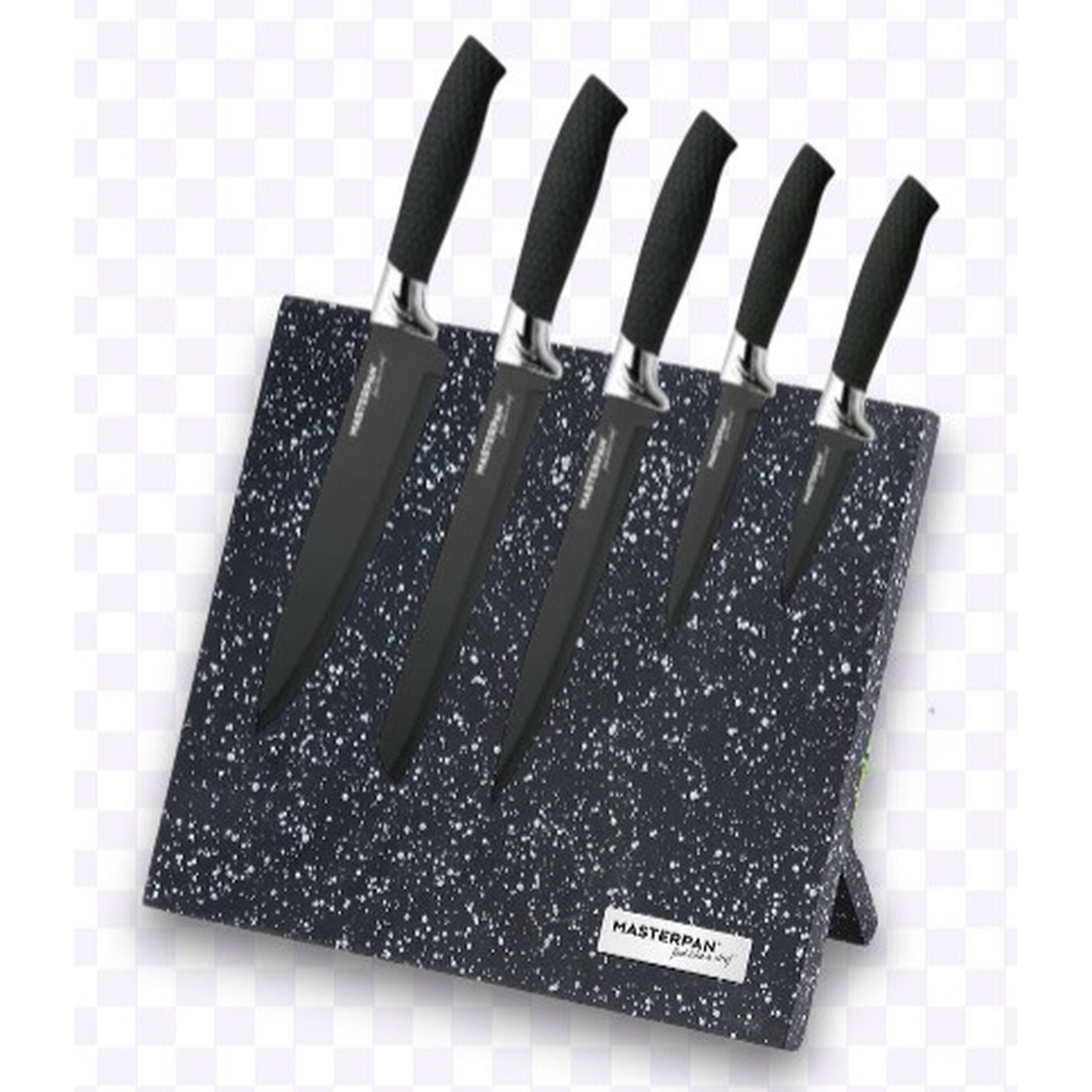 Magnetic Knife Block Stand / Black Marble Pattern / 24x22 Cm