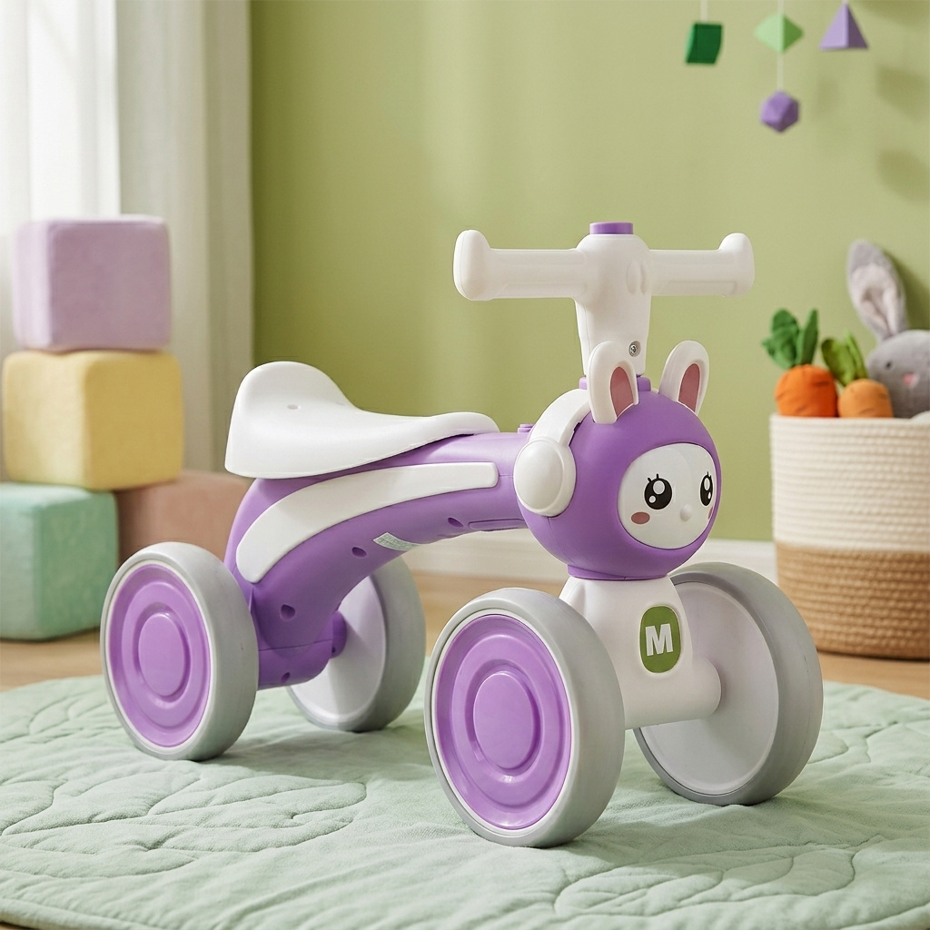 Image of Children's Ride-on Toy For Boys And Girls In Pink, Purple, And Green, Perfect As A Gift