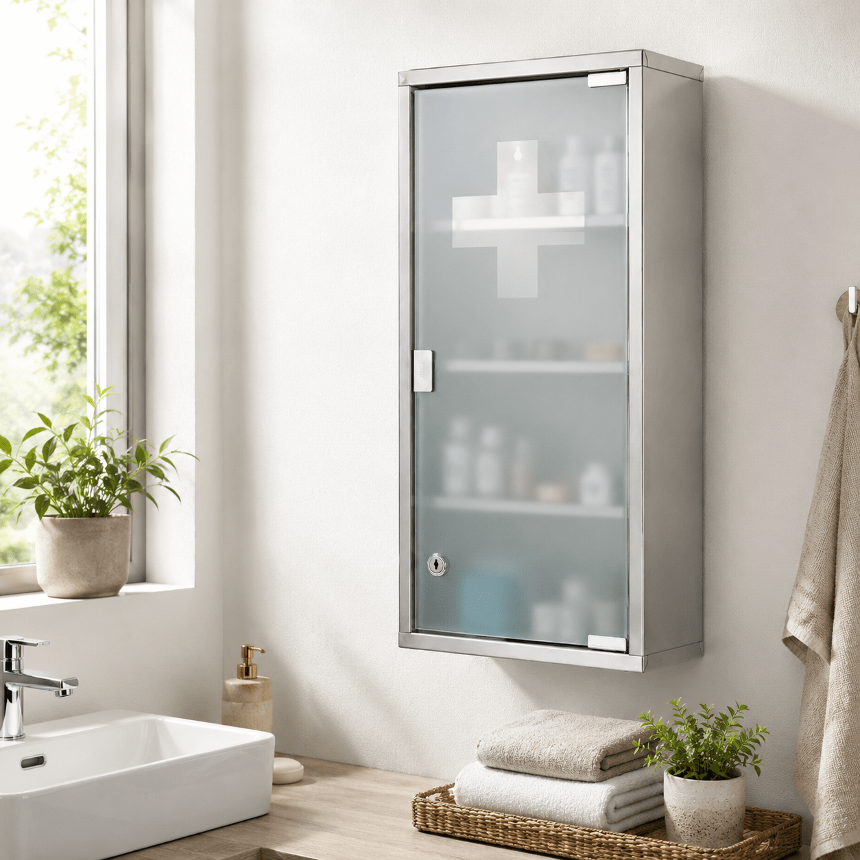 Image of Medicine Cabinet Made Of Stainless Steel, Medicine Storage, 2/3/4 Compartment Medicine Cabinet, Cabinet, Bathroom Cabinet, Hanging, Lockable Medicine Cabinet