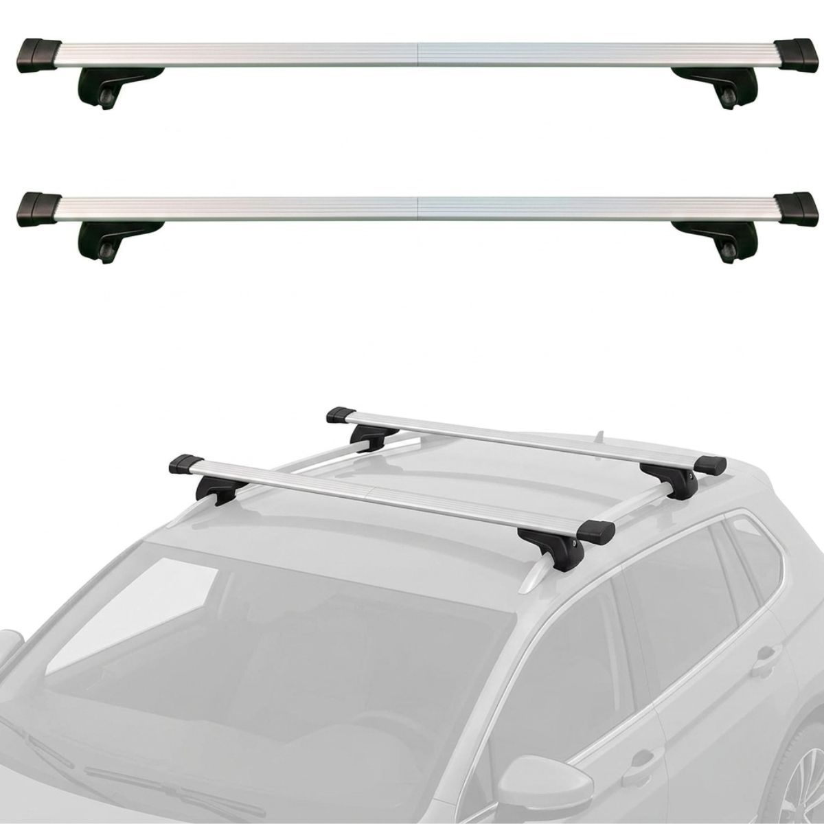 TEMU Universal Aluminium Car Roof Bars – Extendable 140cm (55") Lockable Bars With Anti-theft Keys | Fits Vehicles With Raised | 68kg Load Capacity