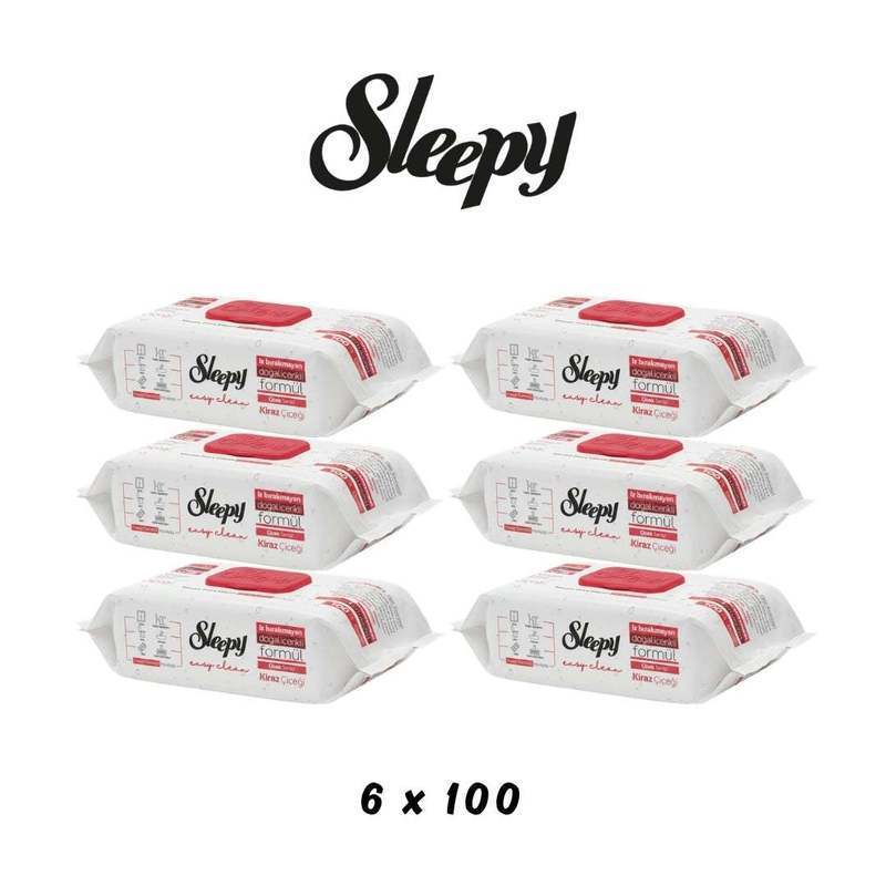 Easy Clean Wet Wipes 6 × 100 Sheets Cherry Red