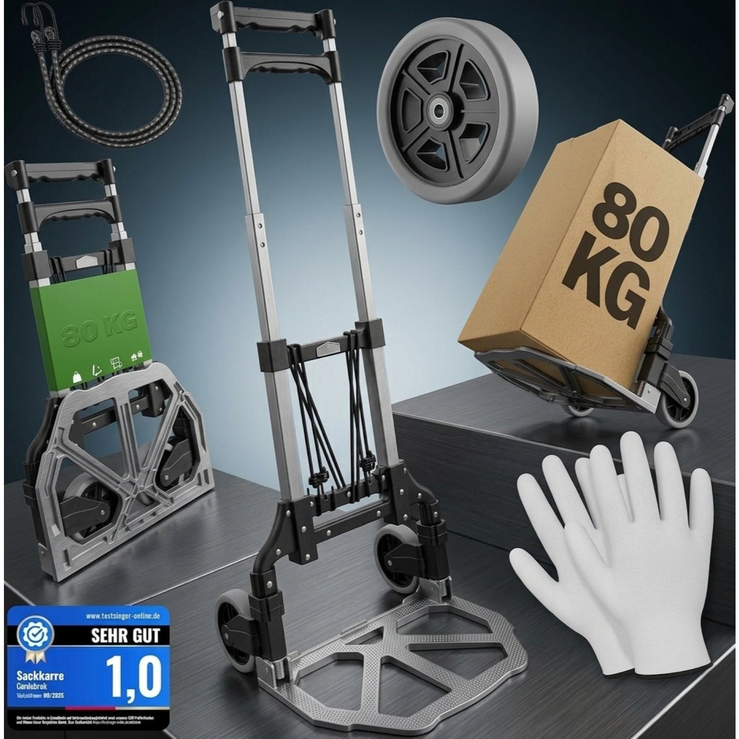 Image of Aluminum Folding Sack Truck 80 Kg Pp Tires, , Moving Transport Cart Transport Wagon Transport Roller