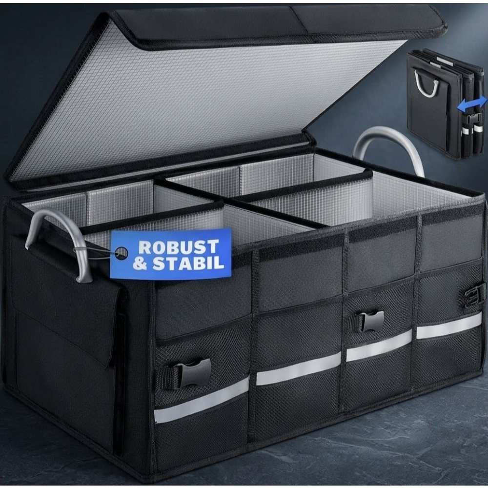 Trunk Organizer Lid 68l Insulation Aluminum Handles Dividers Waterproof Foldable Mdf Walls Non-slip Trunk Bag Cooler Bag Folding Box