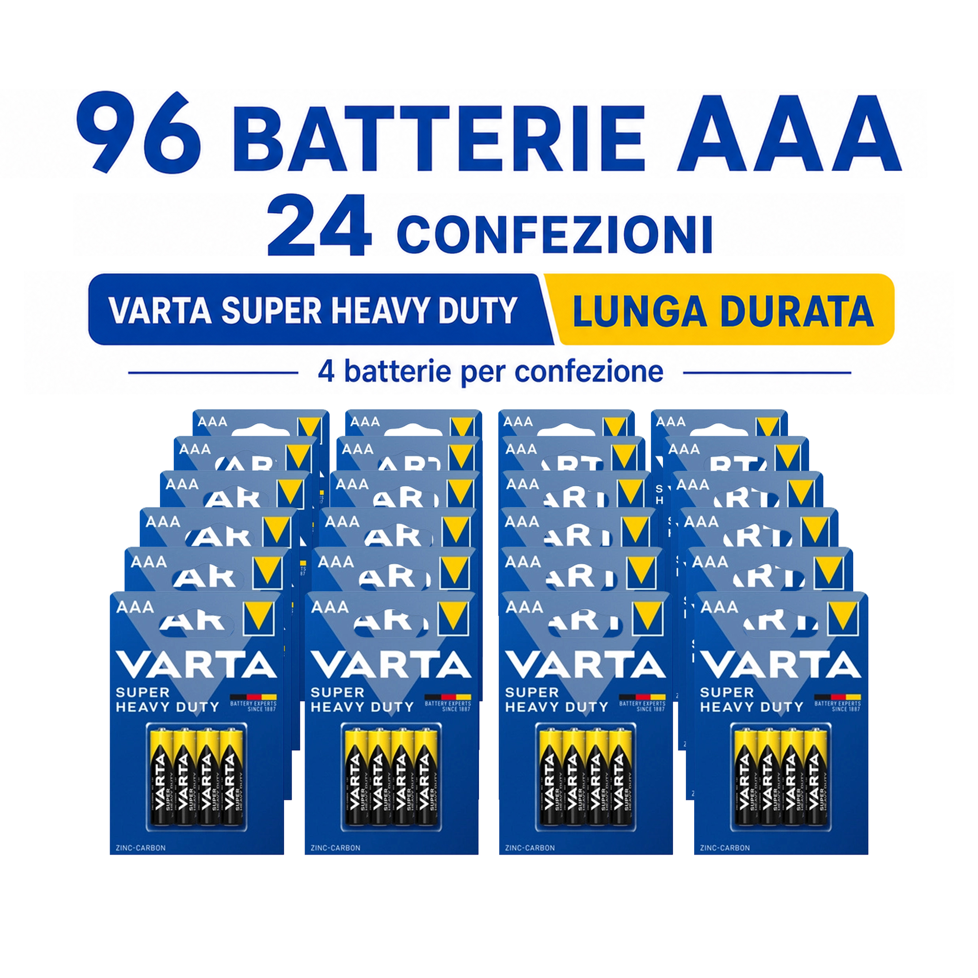 TEMU Varta Duty Aaa Mini Stilo R03 -carbon 1.5v Batteries, 96-pack Stock, 24 Of 4 Batteries Each For Remote Controls, Watches, And Low-consumption