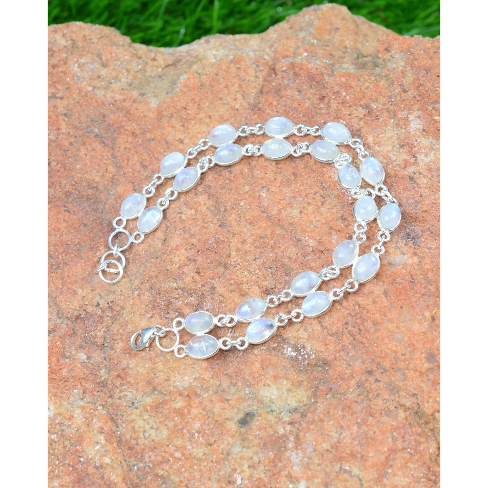 Women's Natural Baltic Amber 925 Sterling Silver Boho-Chic Link Bracelet